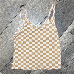 Checkered Beige and White Women's Top